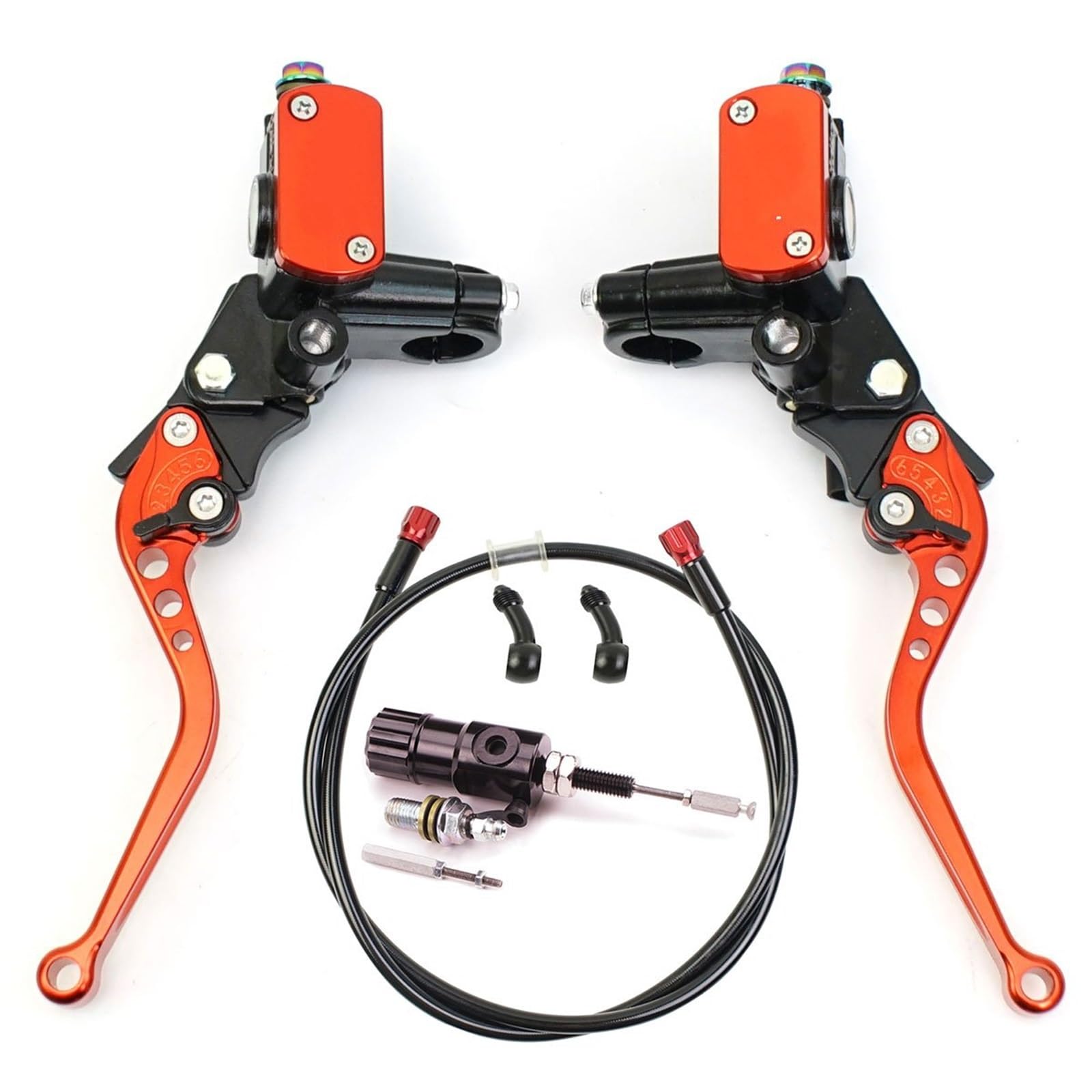 Iukmr Orange Kit Motorcycle Clutch Brake Lever Motorcycle Hydraulic Clutch Kit Brake Master Cylinder Disc Lever Led(Orange Kit)