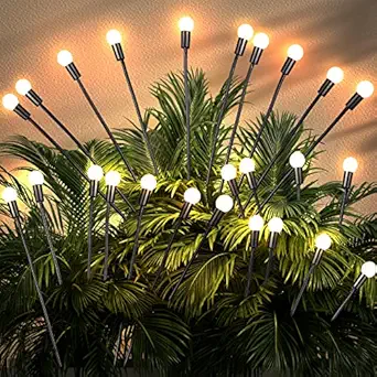 HConce Solar Garden Lights Upgraded 2 Lighting Modes Starburst Swing Light,40LED Bulbs Outdoor Solar Lights,Solar Firefly Waterproof Light for Garden Landscape,Yard Patio Pathway Decoration(4 Packs)