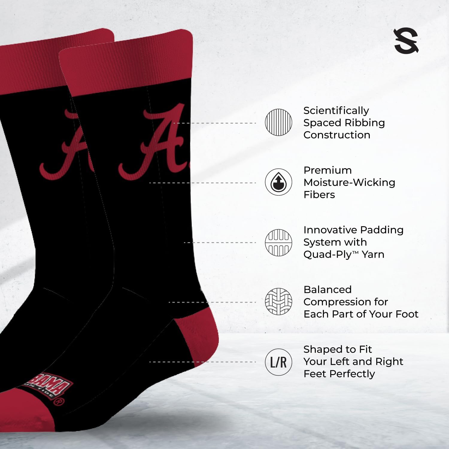 Strideline NCAA Mens Team Logo Dress Socks-Team Colors-One Size Fits Most -M/L (8-12) - Image 2