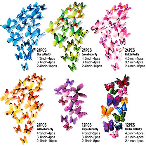 120Pcs 3D Colorful Butterfly Wall Stickers, Butterfly Wall Decals, Removable Butterflies Diy Art Decor Crafts For Party Offices Bedroom Room Sticker Set #TOP4
