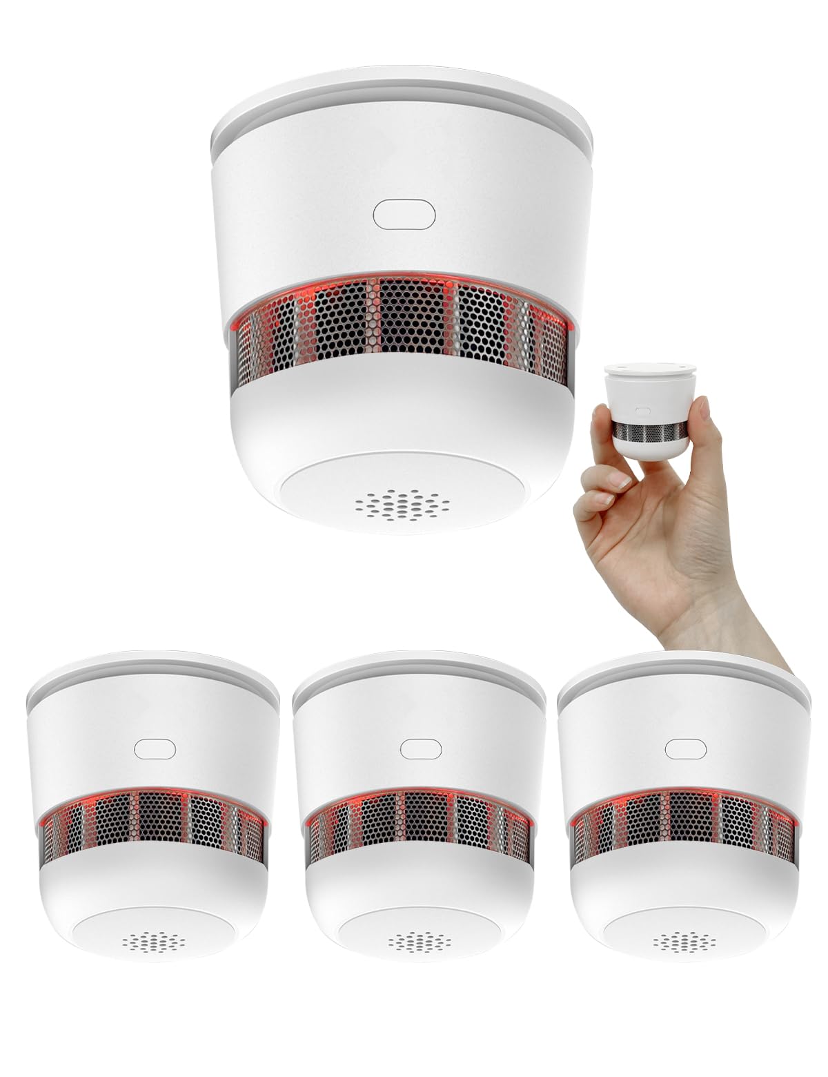 4 Pack Mini Smoke Alarm Small with 10-Year Battery Life Conforms to EN14604 Standard