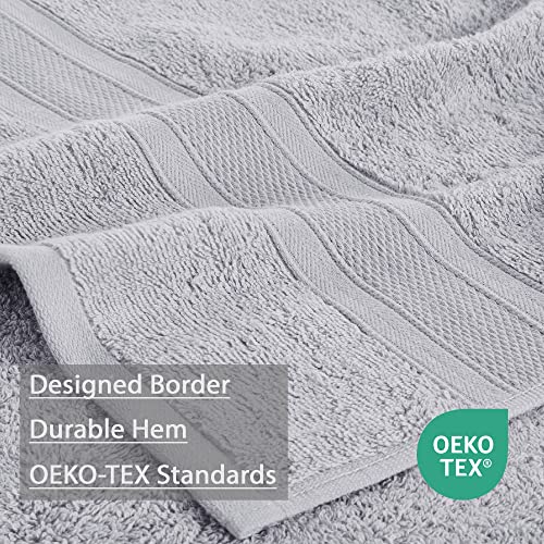 Trident 6 Piece Bath Towel Set For Bathroom - 2 Large Bath Towel, 2 Hand Towel, 2 Washcloth 100% Cotton Soft And Plush Highly Absorbent, Soft Towel For Hotel & Spa - Silver Grey #TOP5