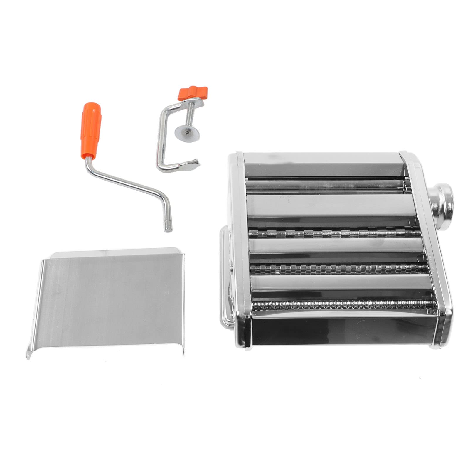 Nudelmaschine aus Edelstahl, Manuelle Nudelmaschine, 9 Stärkeeinstellungen, 3 Schneidbreiten, Rutschfester Griff, Tischklemme für Nudeln und Lasagne in der Küche zu Hause