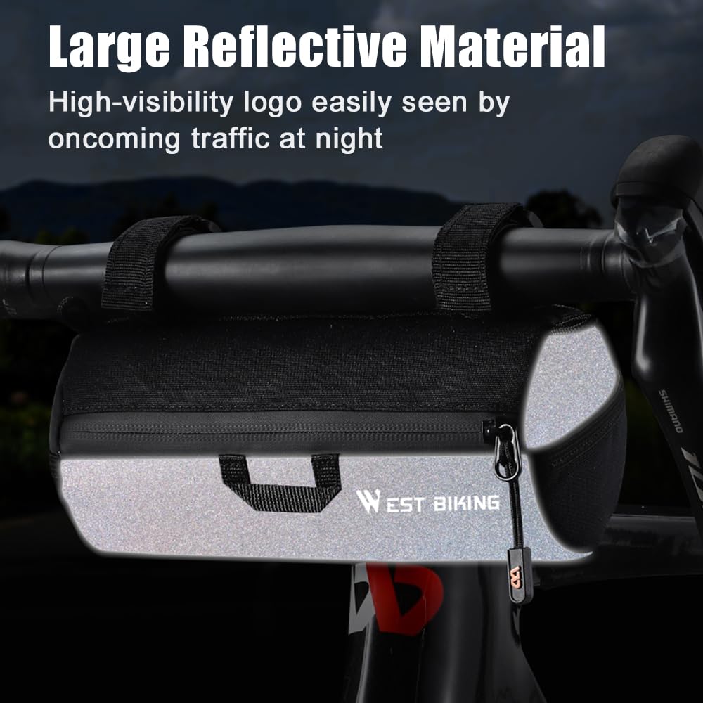 Borsa da manubrio per bicicletta, 1 l, riflettente, con tracolla, per bici da corsa, mountain bike, gravelbike, borsa a tracolla e borsa per tubo superiore, ultraleggera e impermeabile
