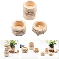 Vista 6 de Wooden Tealight Candle Holder Set 3 Sizes Tabletop Candle Stand Natural Wood Material for Home Dining Party Centerpiece
