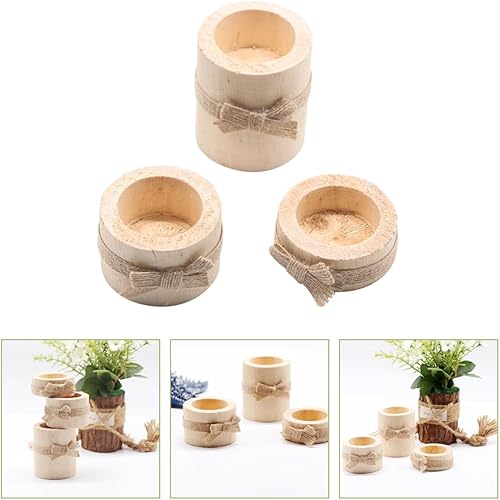 Miniatura 6 de Wooden Tealight Candle Holder Set 3 Sizes Tabletop Candle Stand Natural Wood Material for Home Dining Party Centerpiece