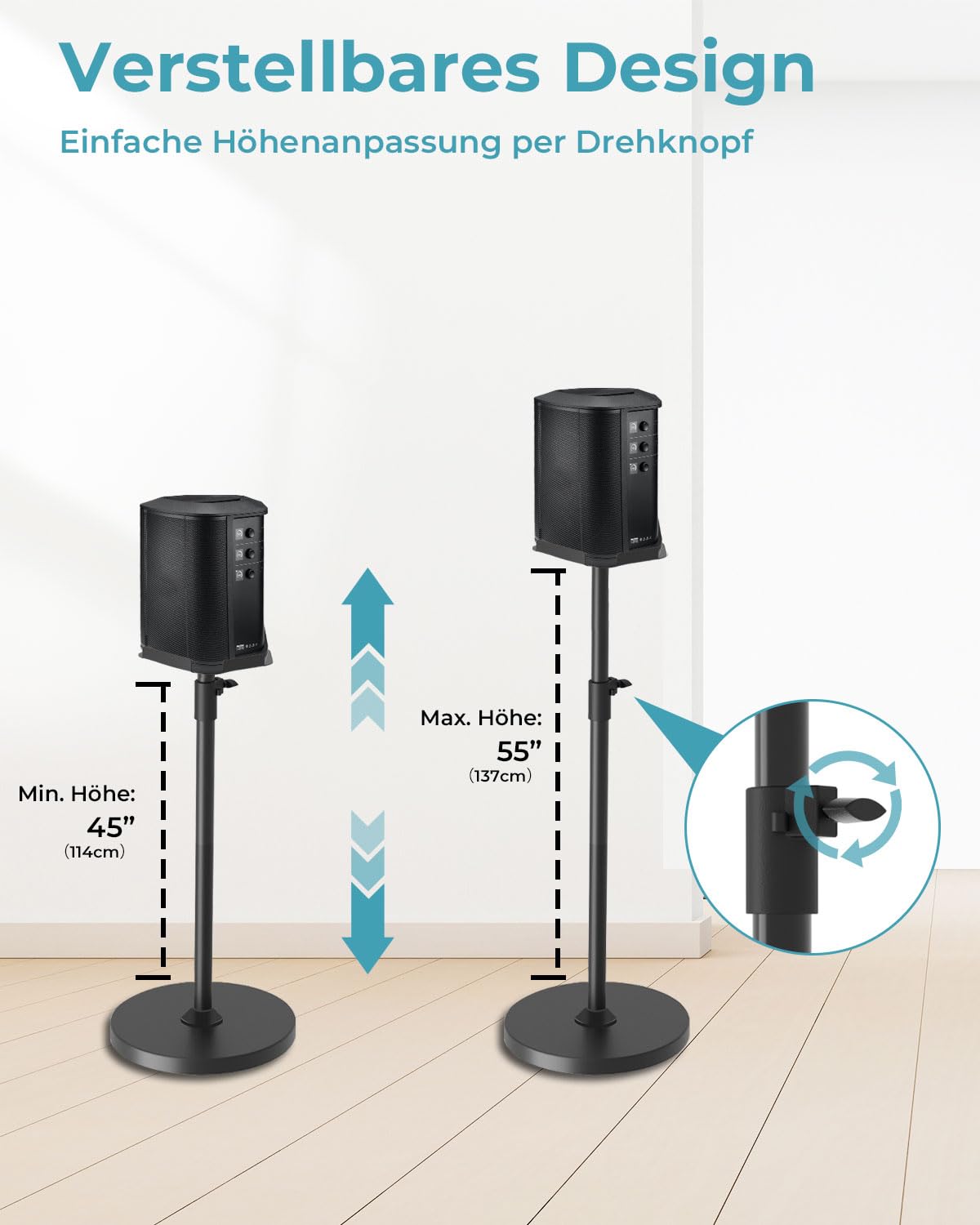 Supporto regolabile compatibile con Bose S1 Pro / S1 Pro Plus, altezza regolabile da 114 a 137 cm, altoparlante fino a 9 kg, supporto da pavimento per Bose S1 Pro con gestione dei cavi