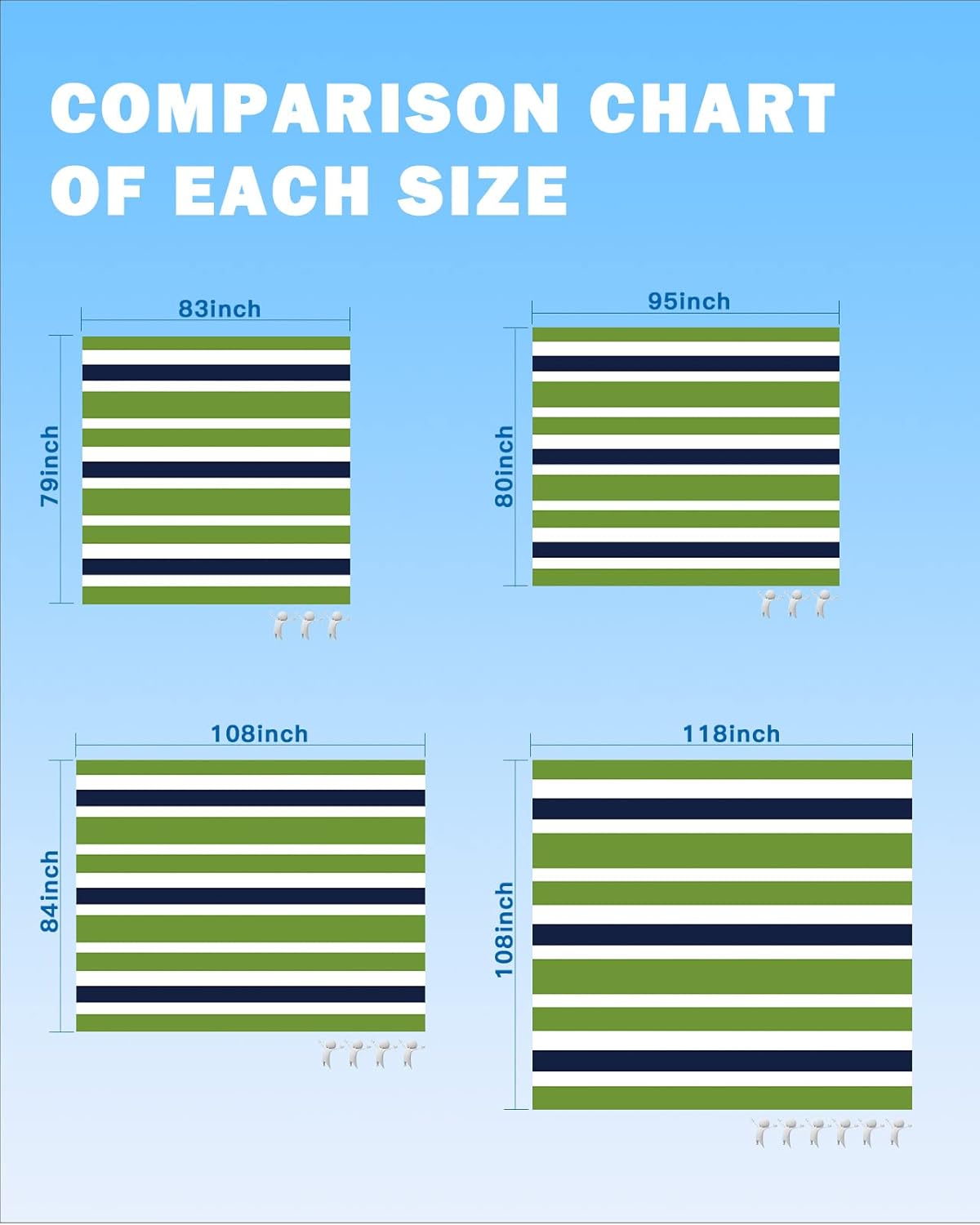 Navy Blue Green White Color Stripes Beach Blanket Waterproof Sandproof Outdoor Picnic Mat 95"x80" Classic Striped Lightweight Large Beaach Blankets with 4 Stake & 4 Corner Pockets