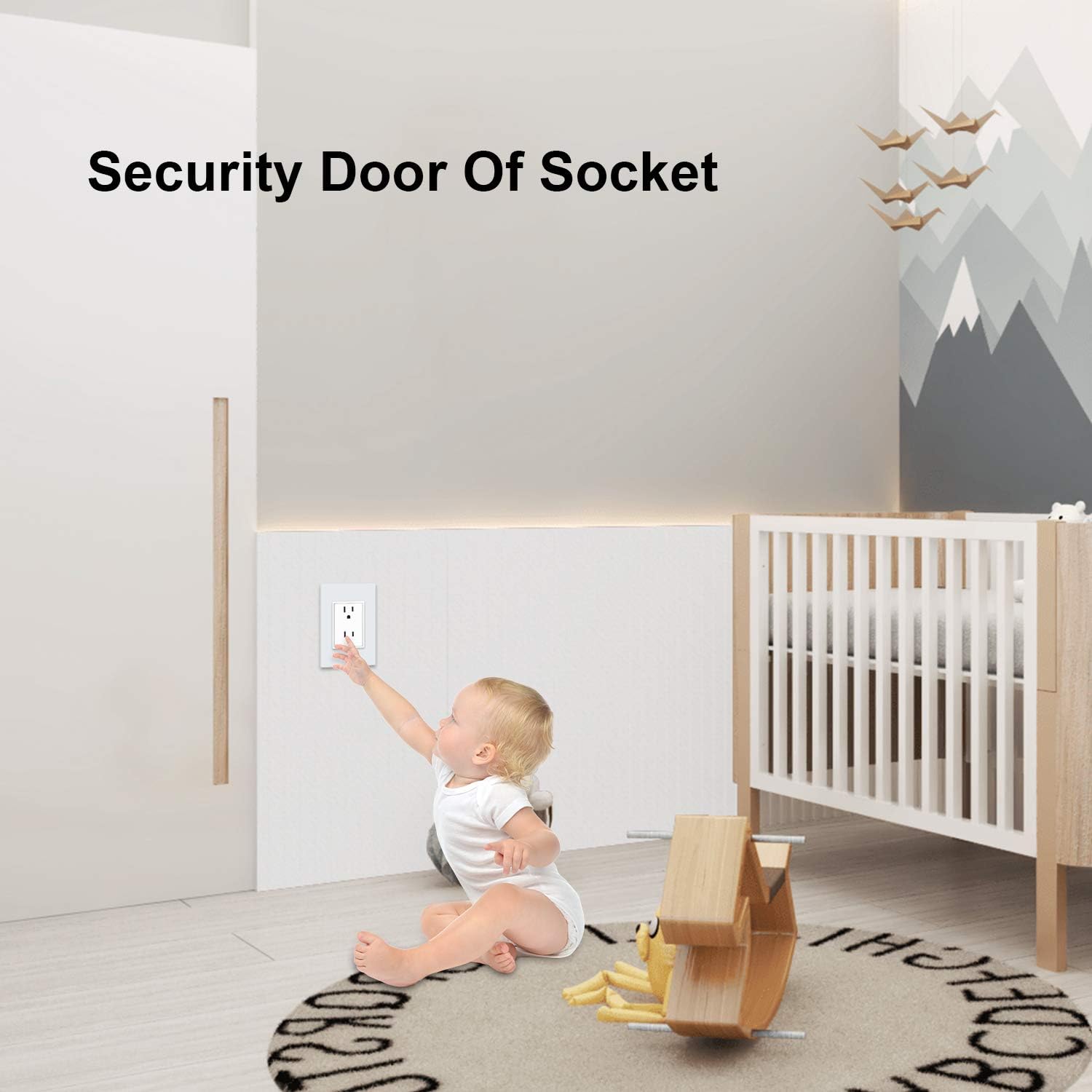 LIVOLO White US Standard Vertical Duplex Receptacle Electrical Outlets (4 Pack with Tempered Glass Panel(15A),AC 110~220V