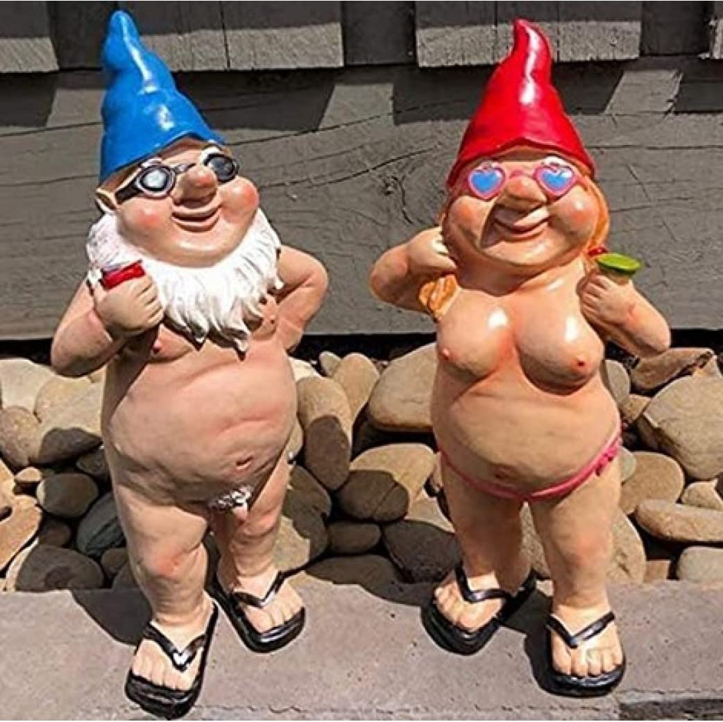 Tqcplfdiddo Women's Resin Garden Gnomes Naughty Peeing Dwarf Statue Man Naked Gnome Decorations
