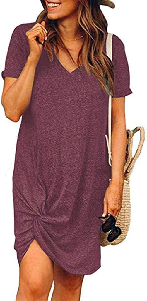 Casual summer dress with twist knot detail and Vneck