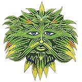 farbfest ImZauberwald Hanf Spirit Aufnäher (20cm, Schwarzlicht aktiv, handgestickt ohne PC) Regenbogen Patch Marihuana Weed Dope