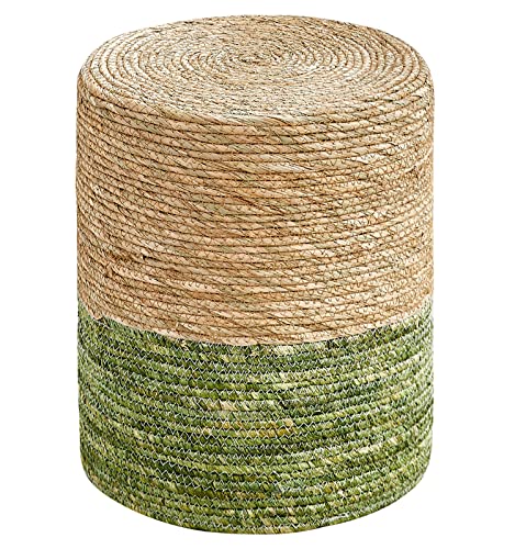 Wimarsbon Ottoman Poof, Natural Seagrass Poufs, Hand Weave Round Footstool,