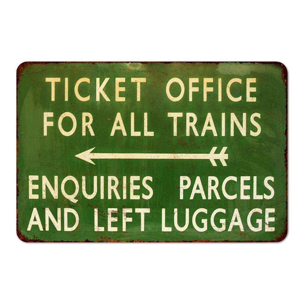 Ticket Sales Trains Vintage Retro Reproduction Gift Matte Finish Metal 8"x12"