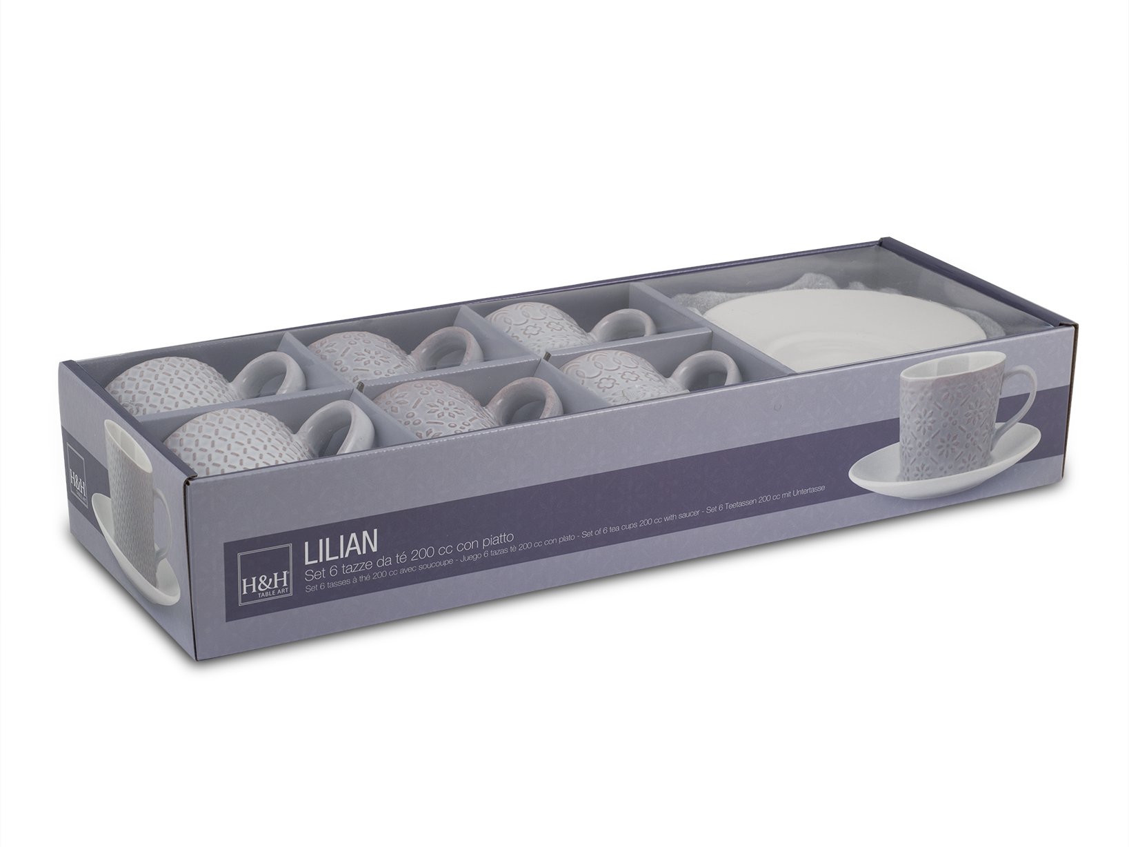 H&H Set 6 tazze t Lilian Stoneware Con Piatto cc200