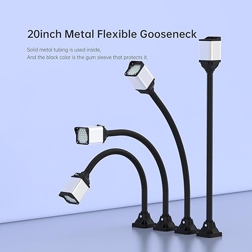 Miniatura 3 de Luz de trabajo para torno LED, lámpara de cuello de cisne flexible de 20 pulgadas con 28 LED, luz de máquina de 1200 lúmenes para torno, fresado