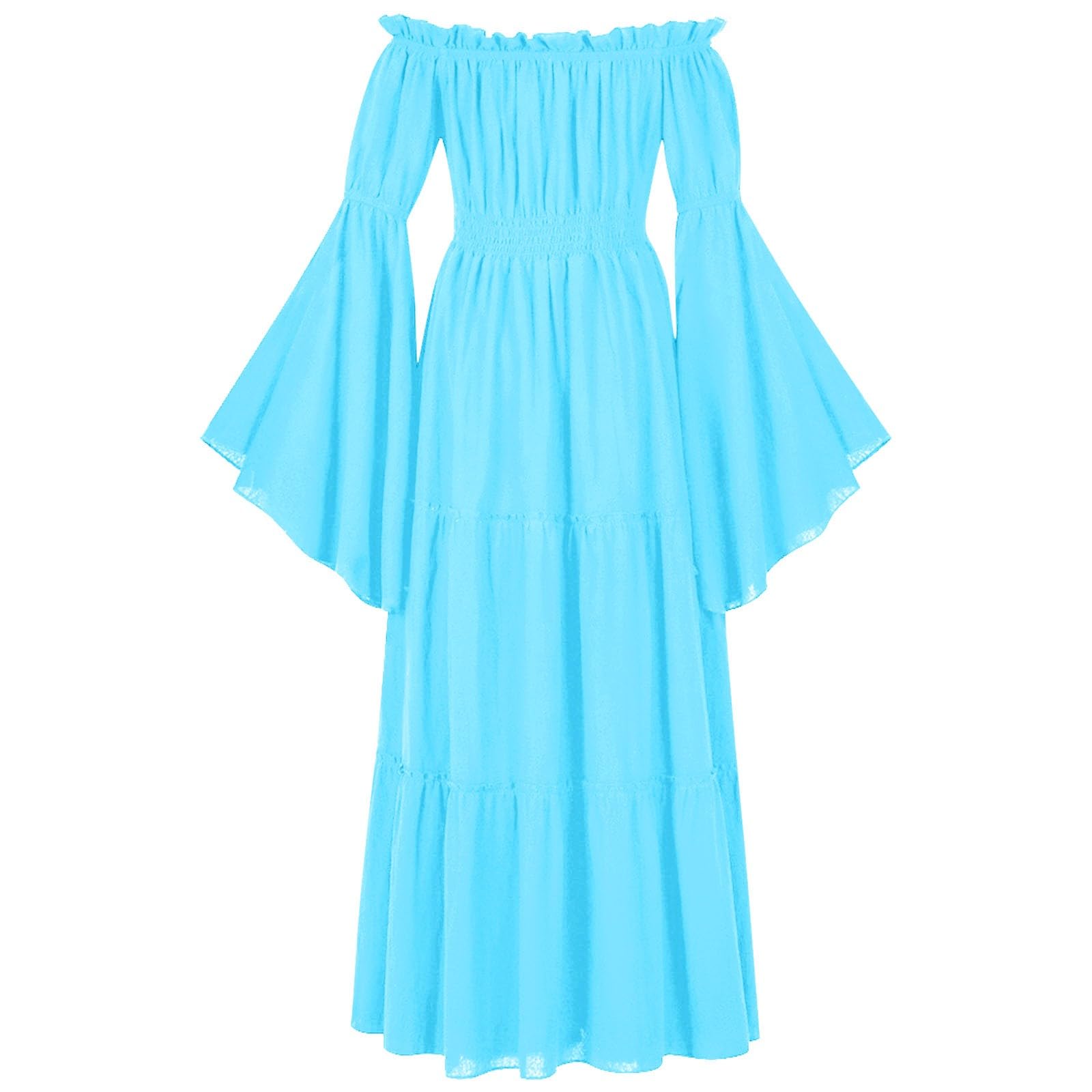 Abito medievale da donna a corsetto con spalle scoperte e traino | Abito da ballo festivo, modellante, perfetto per balli e mercati medievali