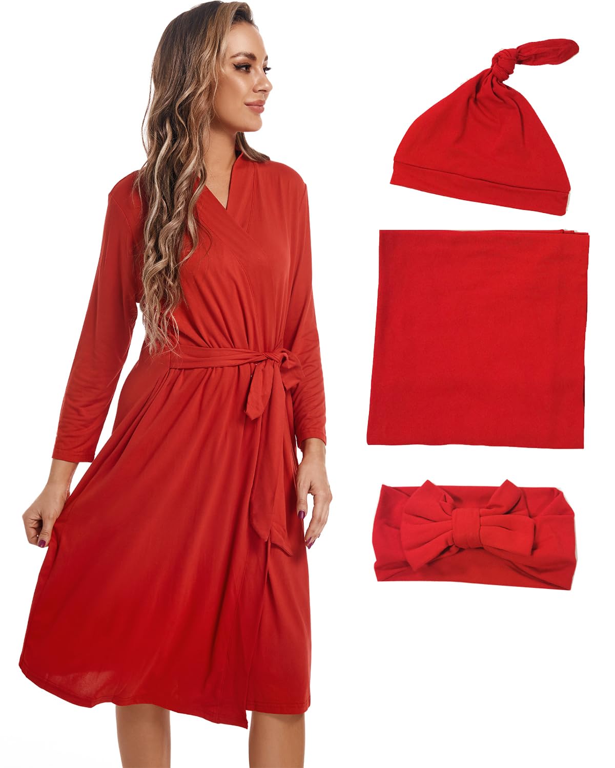 Qteclormaternity Robe With Matching Swaddle Blanket Set Maternity