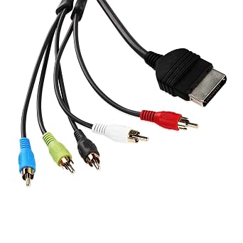 Component HD AV Cable, Composite AV Audio Video Cable Compatible with Microsoft OG Xbox HD Component Cable with Analog Audio (8FT), Black