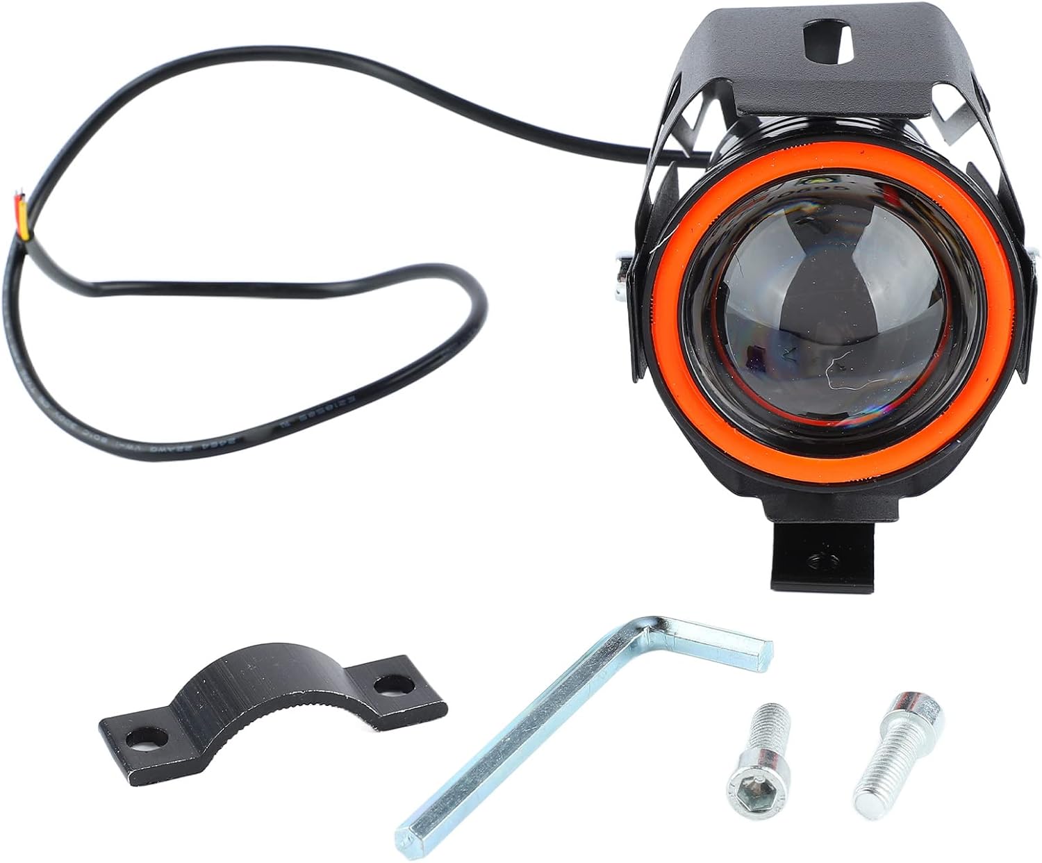Srliya Motorcycle Headlight 4 Lighting Modes Aperture 12 to 60V Shockproof Front LED Spotlights for Motorbike (Red)