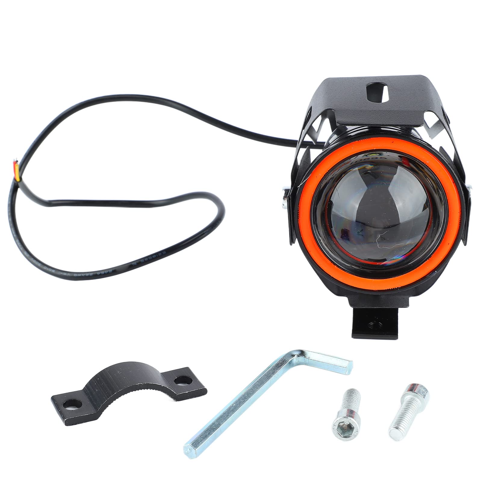 Pongnas Headlight, 12 60V Aluminum Alloy Driving Light with 4 Lighting Modes Clear Lens for Scooter ATV, with Mounting Screws (Red)
