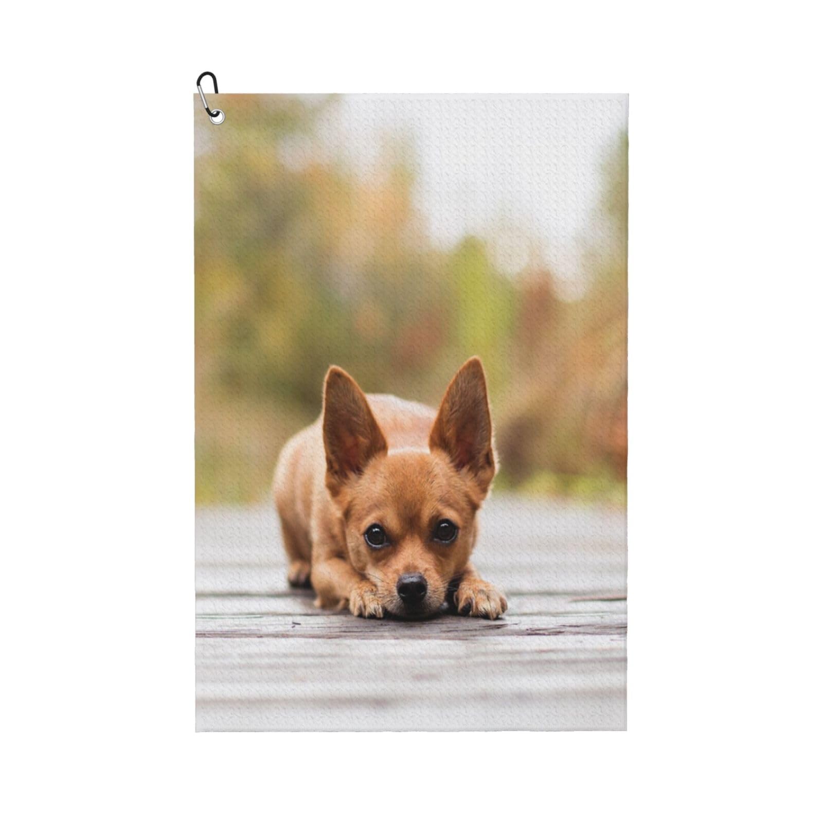 Hnnkloy Chihuahua Dog, 16x24 in Portable Waffle Golf Towels with Carabiner Clip for Golf Bag