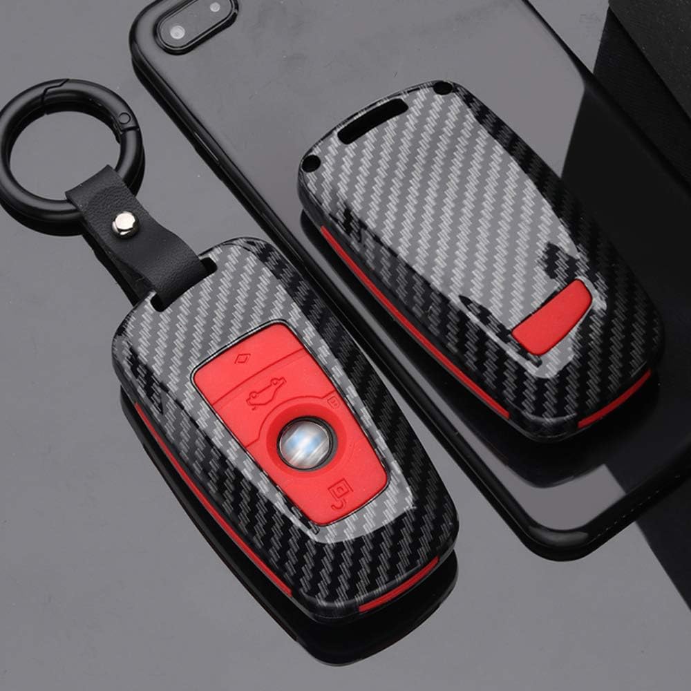 SANRILY 1Pcs ABS Full Protection Key fob Cover Fit for BMW X1 X3 1 2 Series X4 4 Series X5 5 Series X6 M5 M6 6 Series 7 Series F20 3 Series GT3 GT5 Keyless Key Case with Keychain Blue