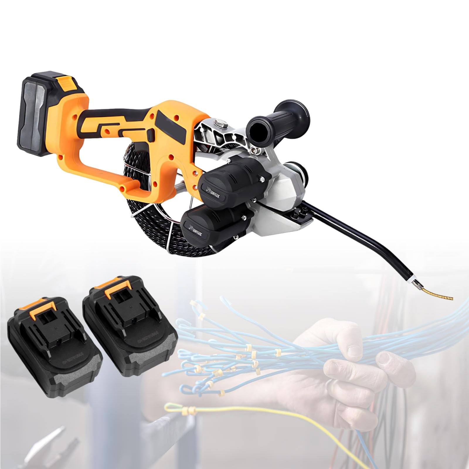 Infilacavi Elettrico Tiracavi Automatico, Macchina Professionale Passacavi Con Di Traino Elettrico per Cablaggi Efficienti(2 batteries)