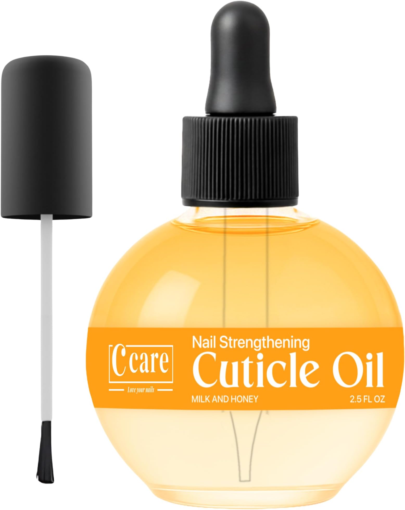Cuticle Oil For Nails - Milk and Honey Nail Oil - Repairs Moisturizes and Strengthens Nails and Cuticles Overnight - Dropper & Brush included - Large 2.5 oz bottle