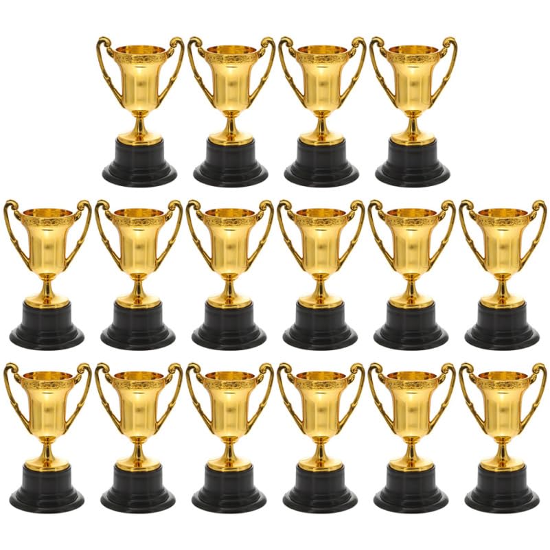 NUOBESTY 16 Piezas de Premio Trofeo, Pequeño Trofeo Dorado Trofeos de Oro de Reconocimiento de Trofeo Plástico de Trofeo Y Premios Copas de Troféu