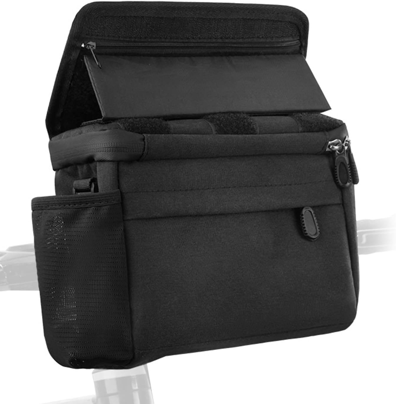 Handlebar Bag Mountain Bike Bag with Touch Screen Folding Phone Holder for Cycling Outdoor Sports Black Medium Size (mount)