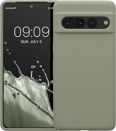 Miniatura 8 de kwmobile Funda Compatible con Google Pixel 7 Pro - Cubierta de Teléfono de Silicona TPU con Acabado Suave - Verde Gris