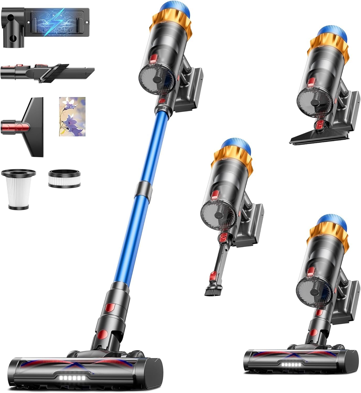 Cordless Vacuum Cleaner 650W 55KPA 70Mins Vacuum Cleaners for Home Self-Standing Cordless Stick Vacuum with Anti-Tangle Lightweight Wireless
