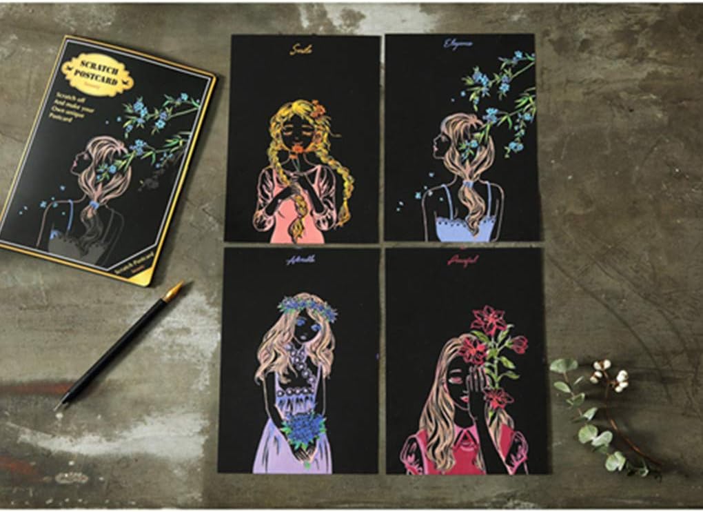 Wotion スクラッチアート削るだけで美しいアート塗り絵 ペーパーアート ナイトビュー 趣味 日本産 癒し 手芸 アートセラピー 画材 漫画の女の子 Wotion スクラッチアート削るだけで美しいアート塗り絵 ペーパーアート ナイトビュー 趣味 日本産 癒し 手芸 アートセラピー 画材 漫画の女の子