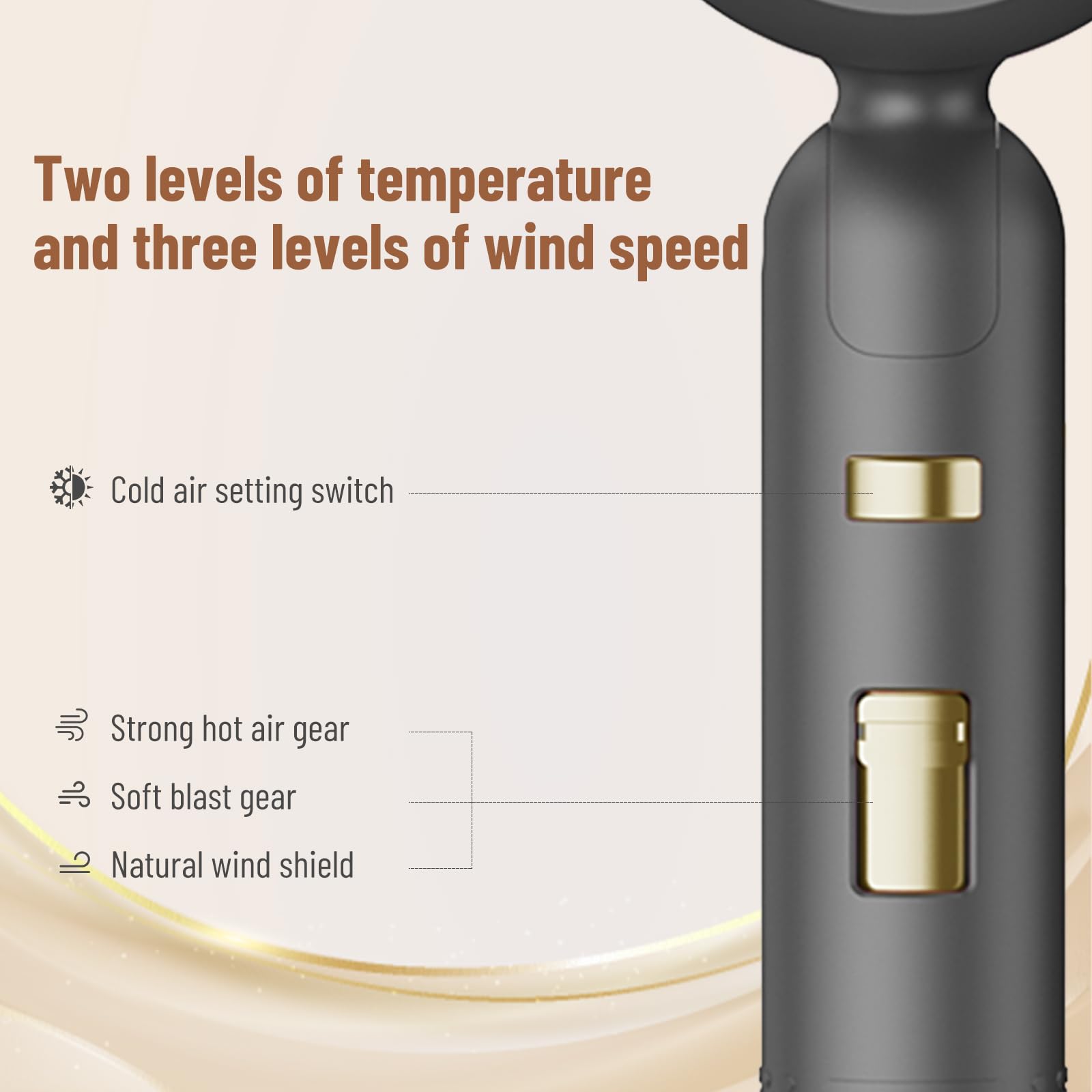 Sèche-Cheveux Pliable Moteur AC 2400W Ionique Anti-Frisottis | 3 Temp. + 2 Vit. + Air Froid | Diffuseur & Concentrateur | Silencieux Double Voltage
