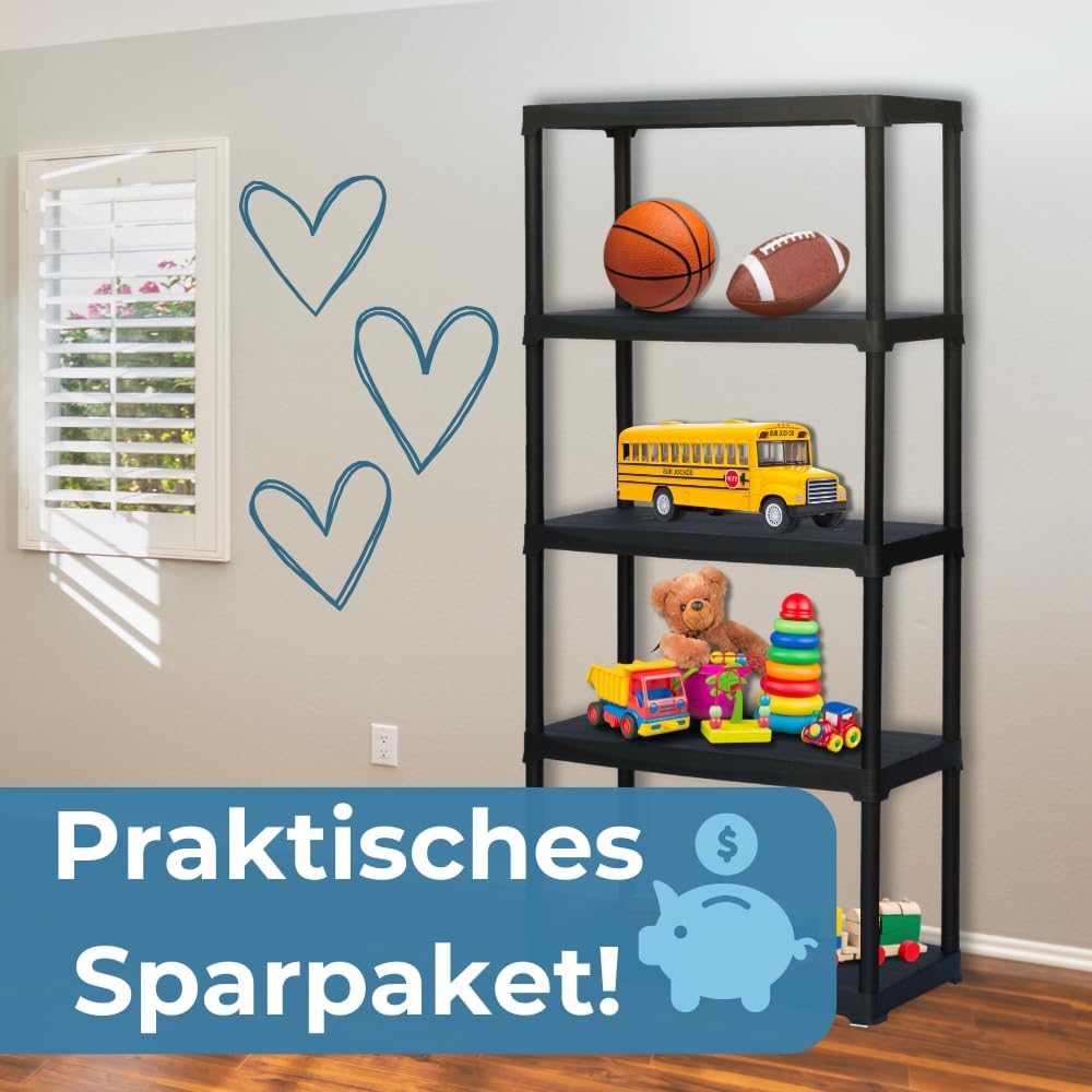 GarPet 2er Set Steckregal Kunststoff Standregal Vorratsregal Haushaltsregal Regal Abstellkammer Vorratskammer Keller Lager 5 Böden 80 x 40 x 176 cm