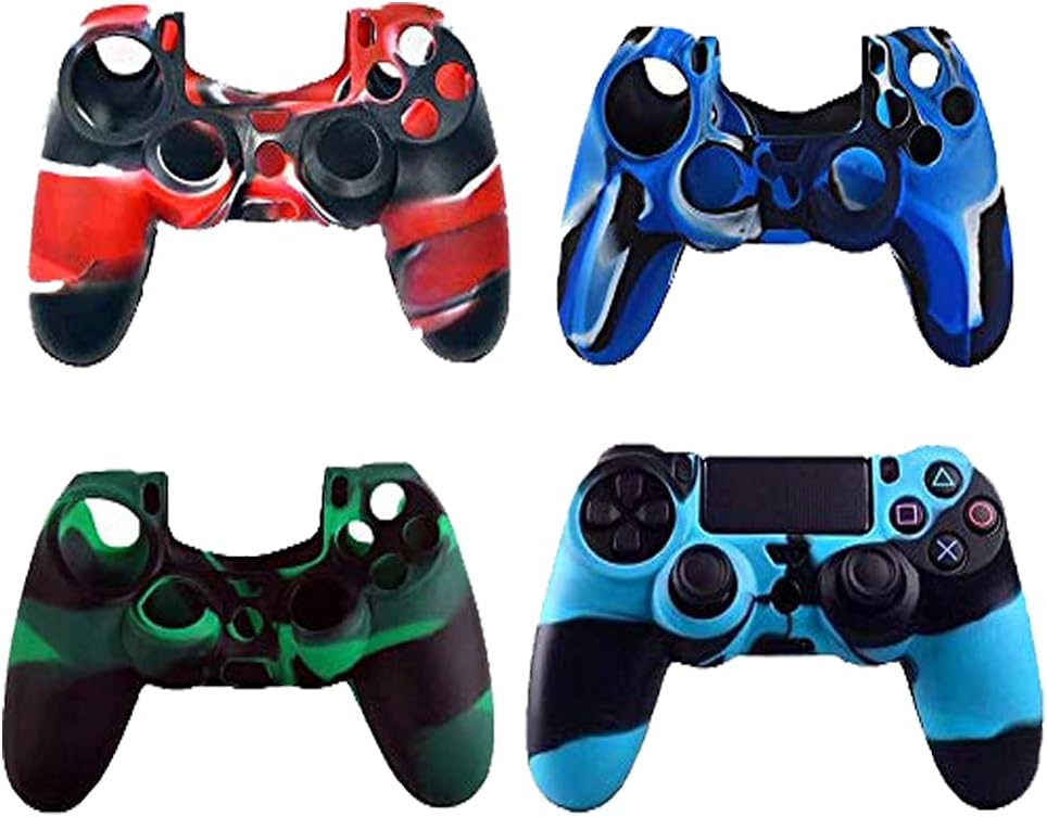 Silicone PS4 Controller Skin, 4 Pack Camouflage Protective Cover for Sony Playstation 4 PS4/PS4 Slim/PS4 Pro Controller (4 Pack)