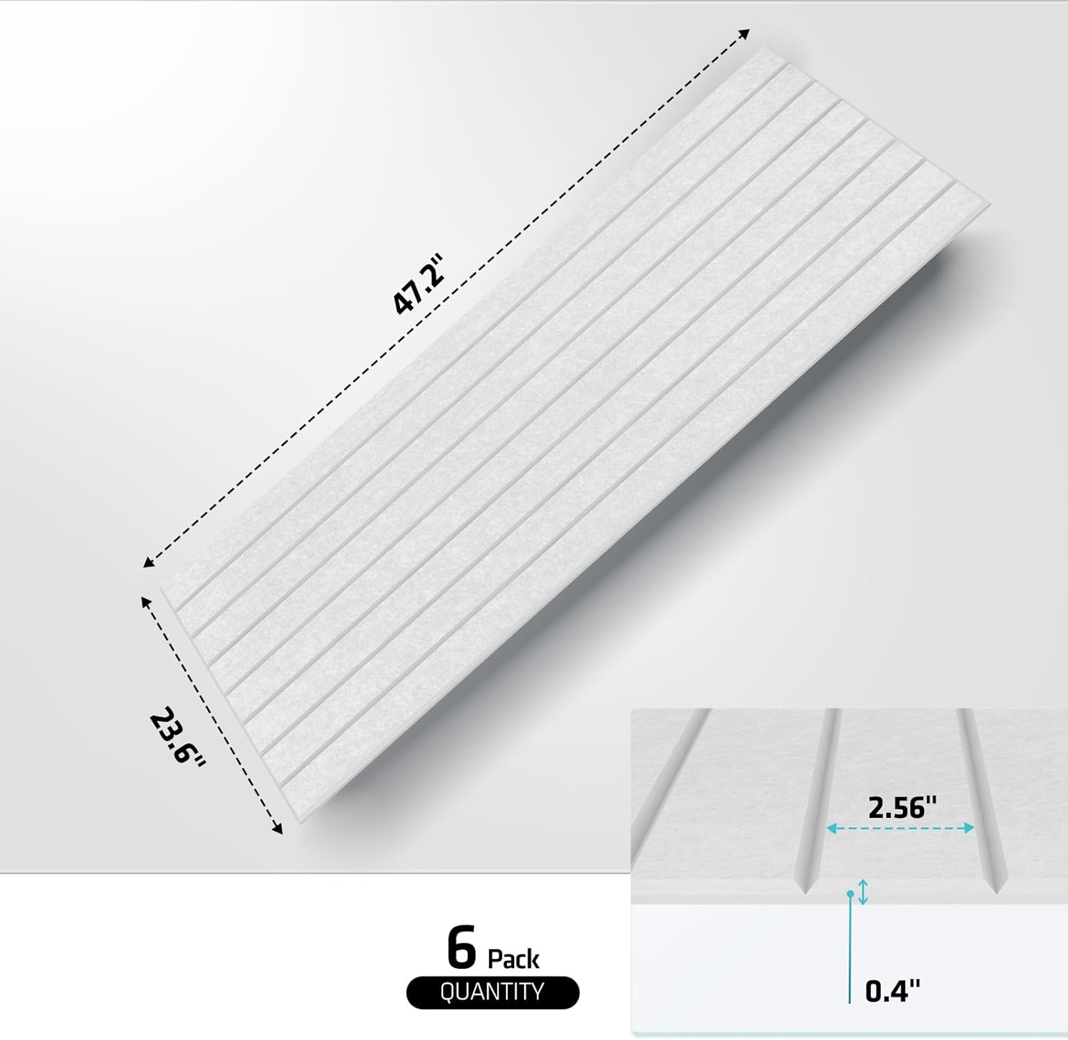umiacoustics 6 pcs 47.2 x 23.6 inches acoustic panel, decorative sound absorbing wall panel for office,home theater,studio,white 47.2" x 23.6" white