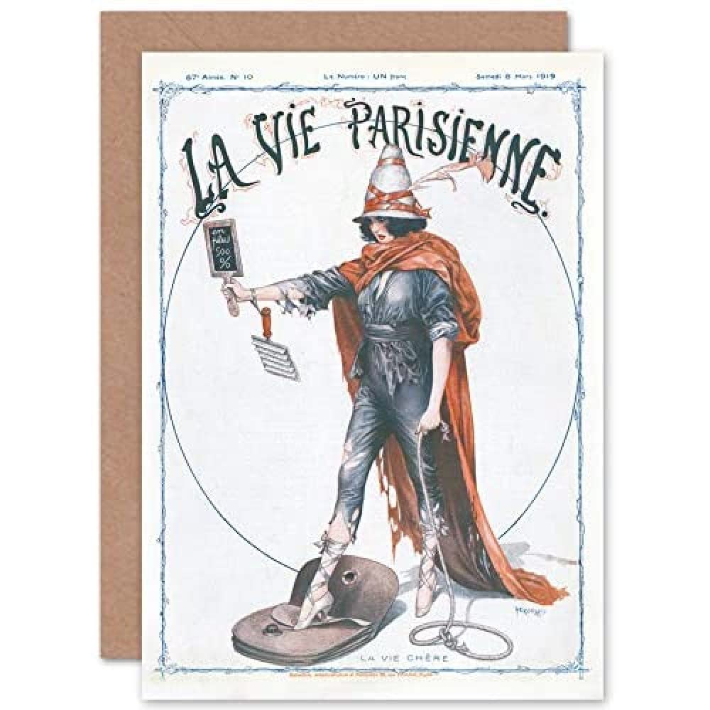 Artery8 La Vie Parisienne Herouard La Vie Chere Magazine Cover Sealed Greeting Card Plus Envelope Blank inside