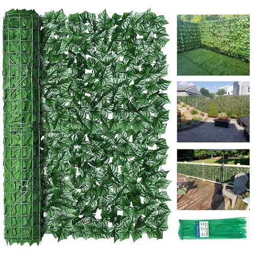 DUDUPIE Artificial Plant Wall Panels (3m x 1m) UV-Resistant Faux Ivy Hedge Indoor/Outdoor Privacy Screen Easy Install with Accessories Suitable for Garden Patio Wedding Decor