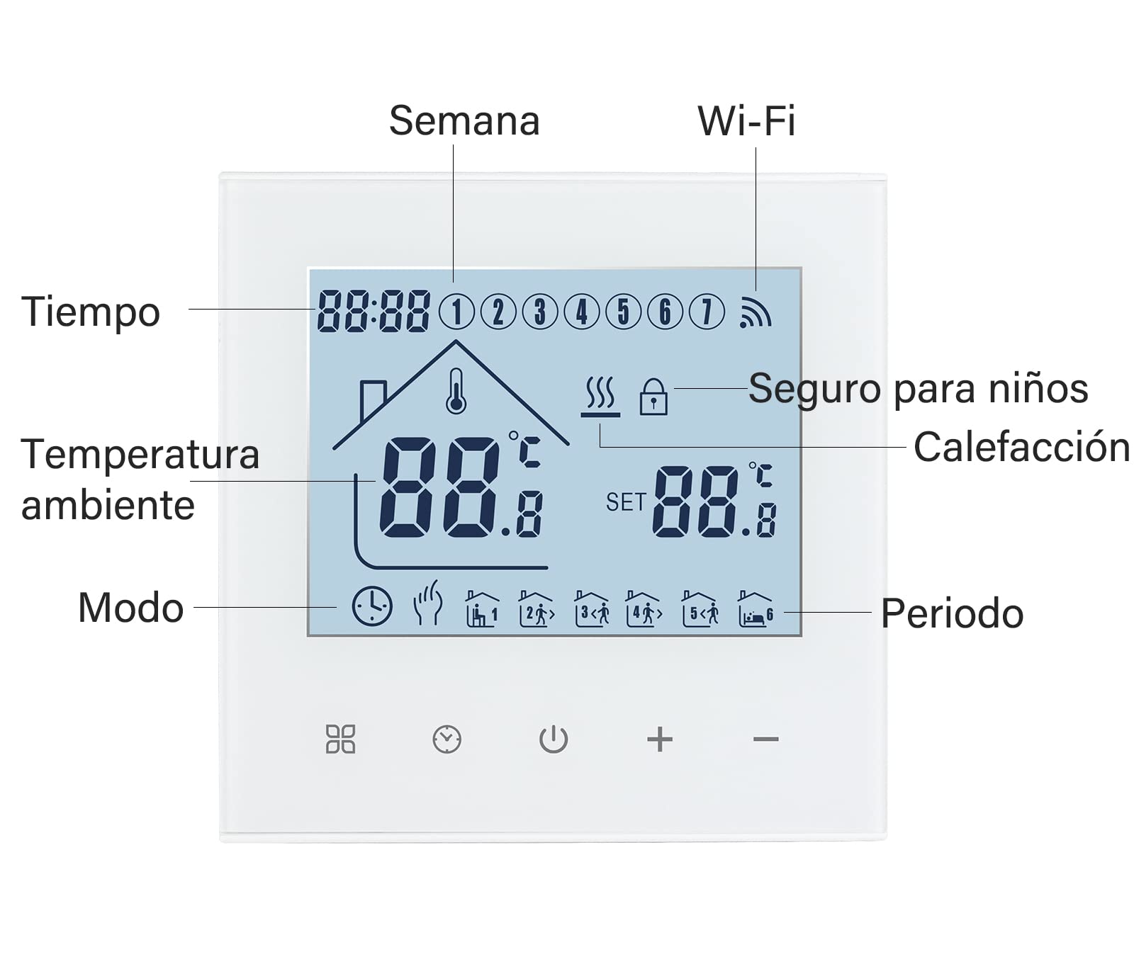 Beok Termostato Inteligente WI-FI para Calentamiento de Agua, TDR89W-WIFI-WP Termostato de Ambiente de Programación con Pantalla táctil LCD Digital Compatible Alexa Google Home Aplicación Tuya Blanco
