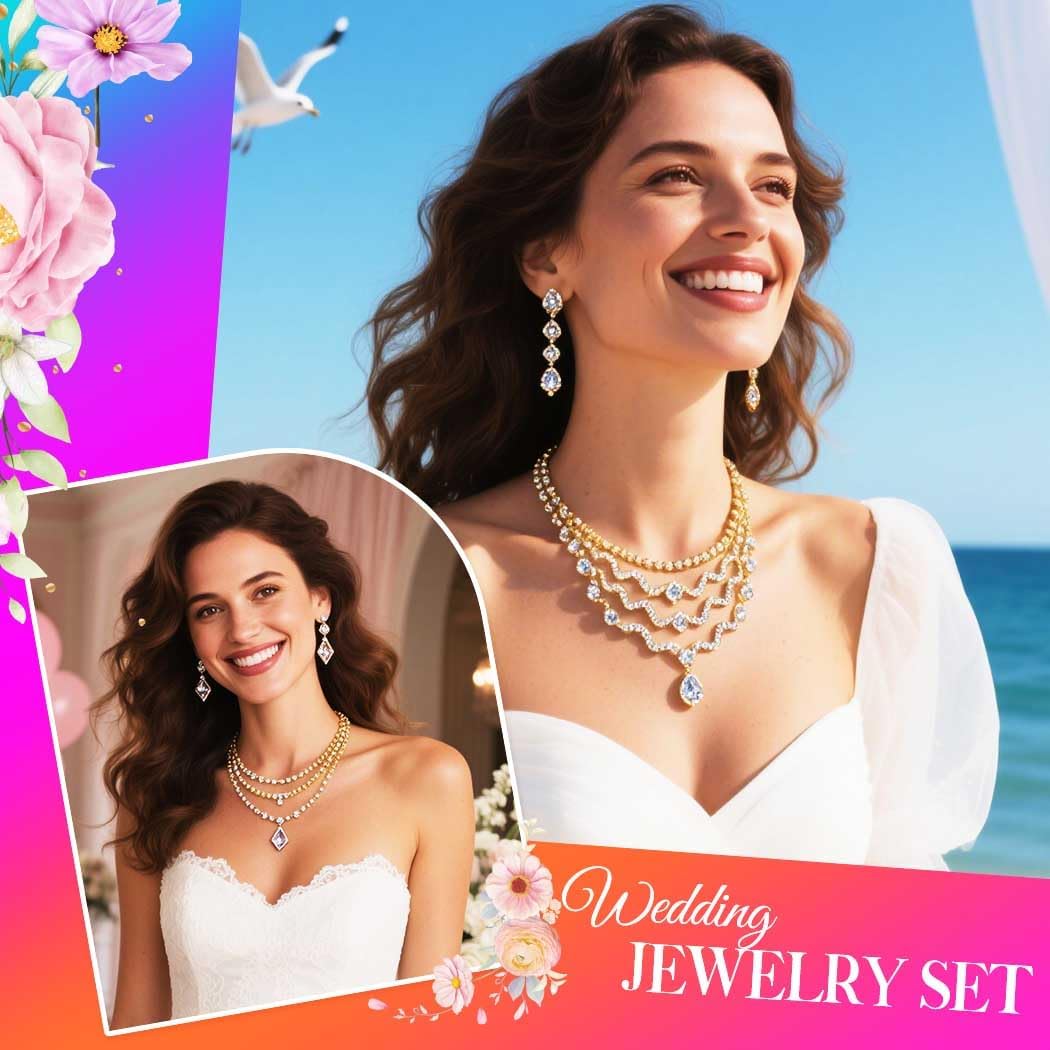 Unicra Rhinestone Gold Jewelry Sets Bridal Wedding Necklace Earrings Set Diamond Prom Formal Statement Jewelry Set for Women and Brides - Image 8