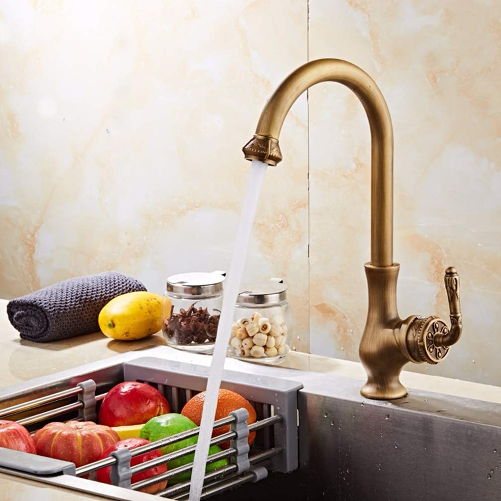 ZYCHSJXA Antique Bronze Finish Kitchen Faucets Tap Basin Single Hand Hot and Cold Wash