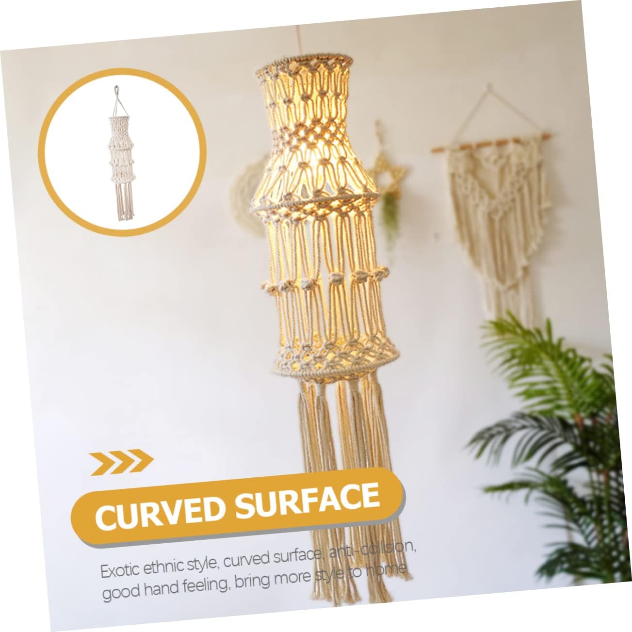 ABOOFAN Woven Lamp Shade Replacement for Ceiling Light Fixture Bohemian Rope Design for Home Hotel Bedroom and Wedding Decor