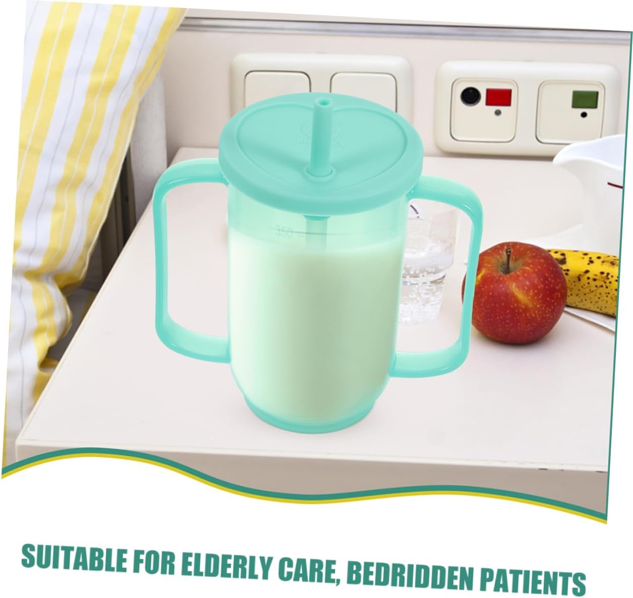 Unomor 2Pcs Non Spill Nursing Cups for Seniors Ergonomic Handles Detachable Lid for Liquid Diets Bedridden Patients Easy to Clean Plastic Sippy Cups for Disabled Adults