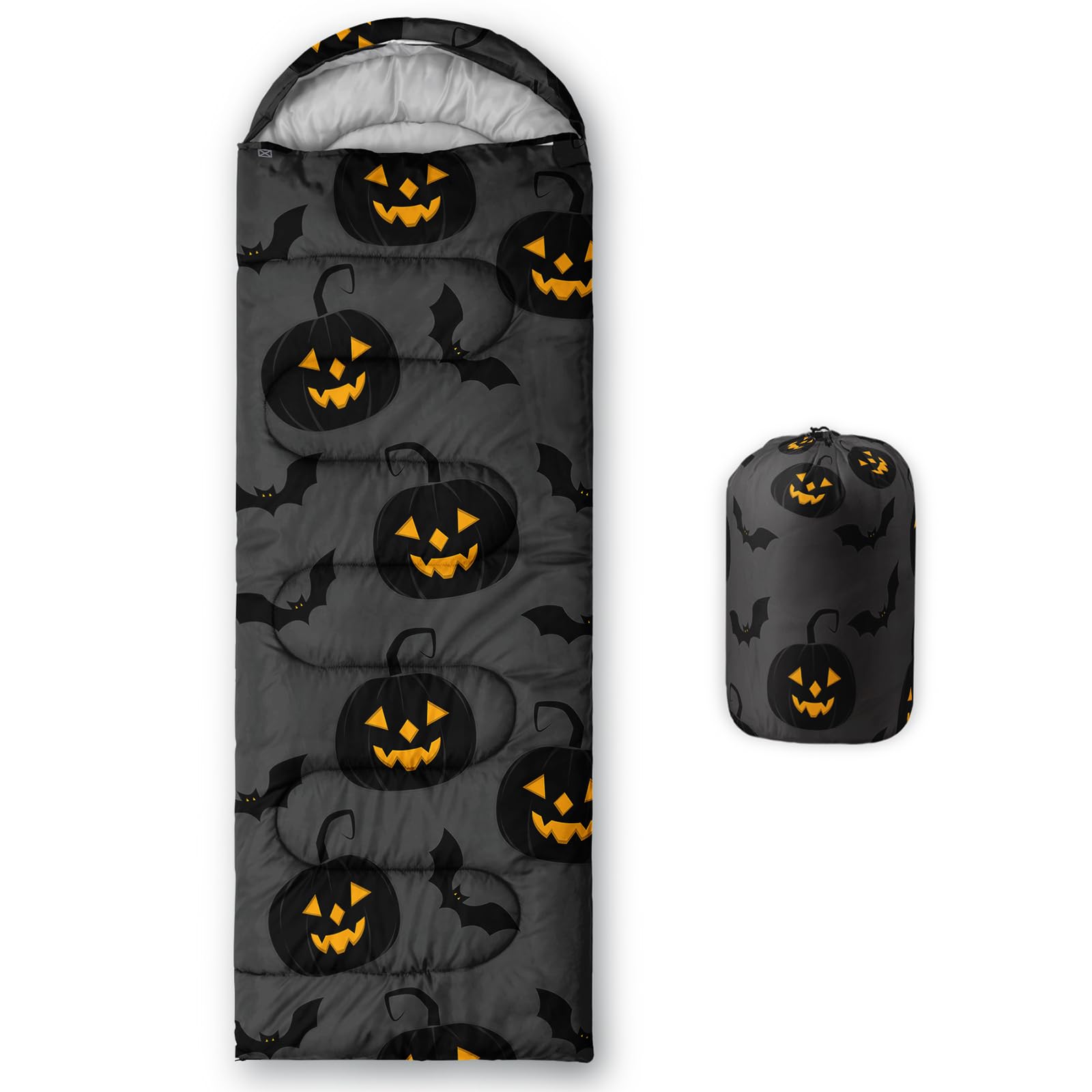 Axolotl Halloween Sleeping Bag for Kids - Lightweight Waterproof Portable Pumpkin Lantern Hiking Sleeping Bags, Cold Weather