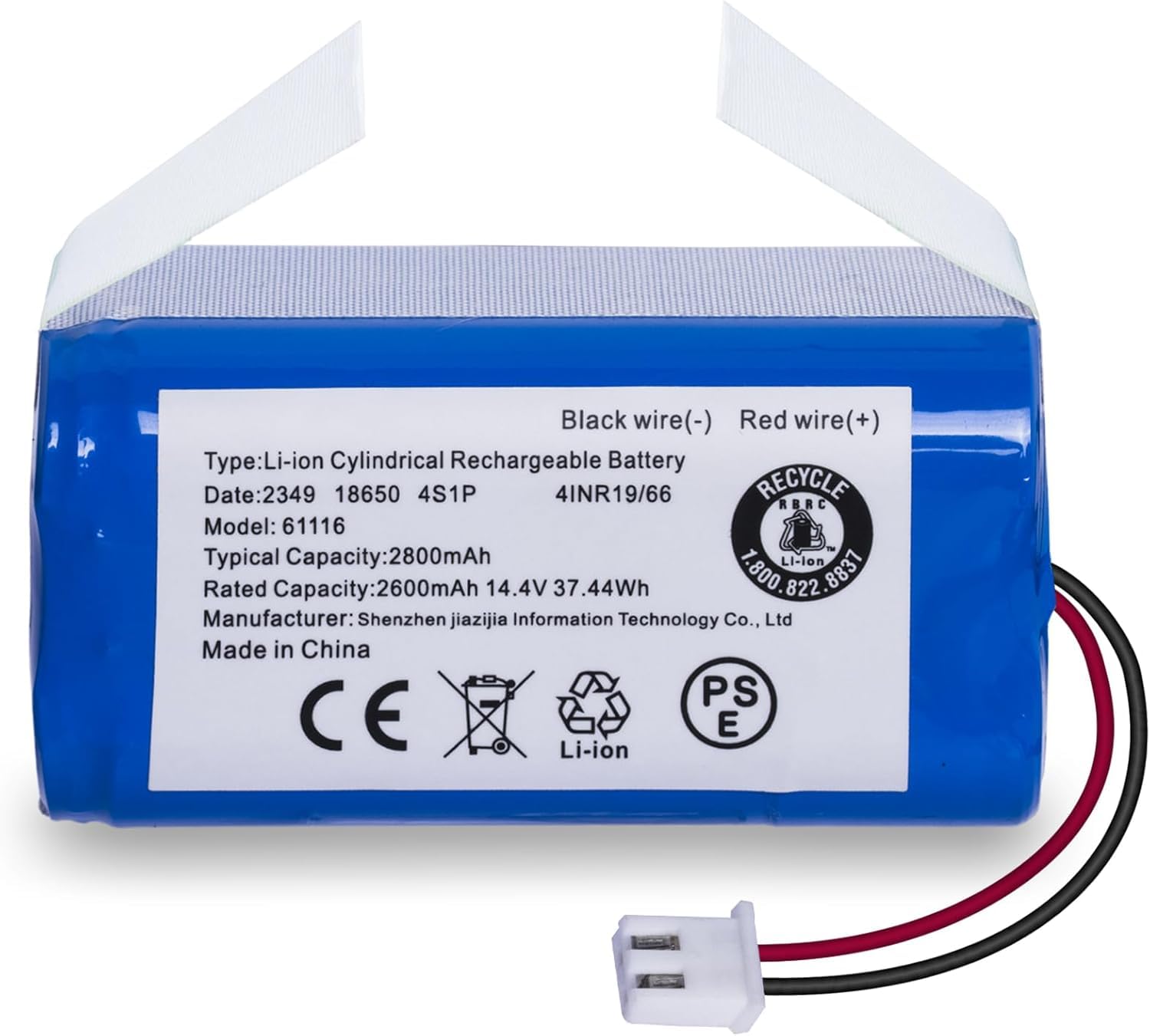 JOTACT Upgraded 2.8Ah Replacement RVBAT850 Battery for Shark Ion R75 RV761 RV850C RV1000S RV1100VL RV101AE UR1000SR RV700_N RV720_N Vacuum Cleaners (2-Prong Connector)