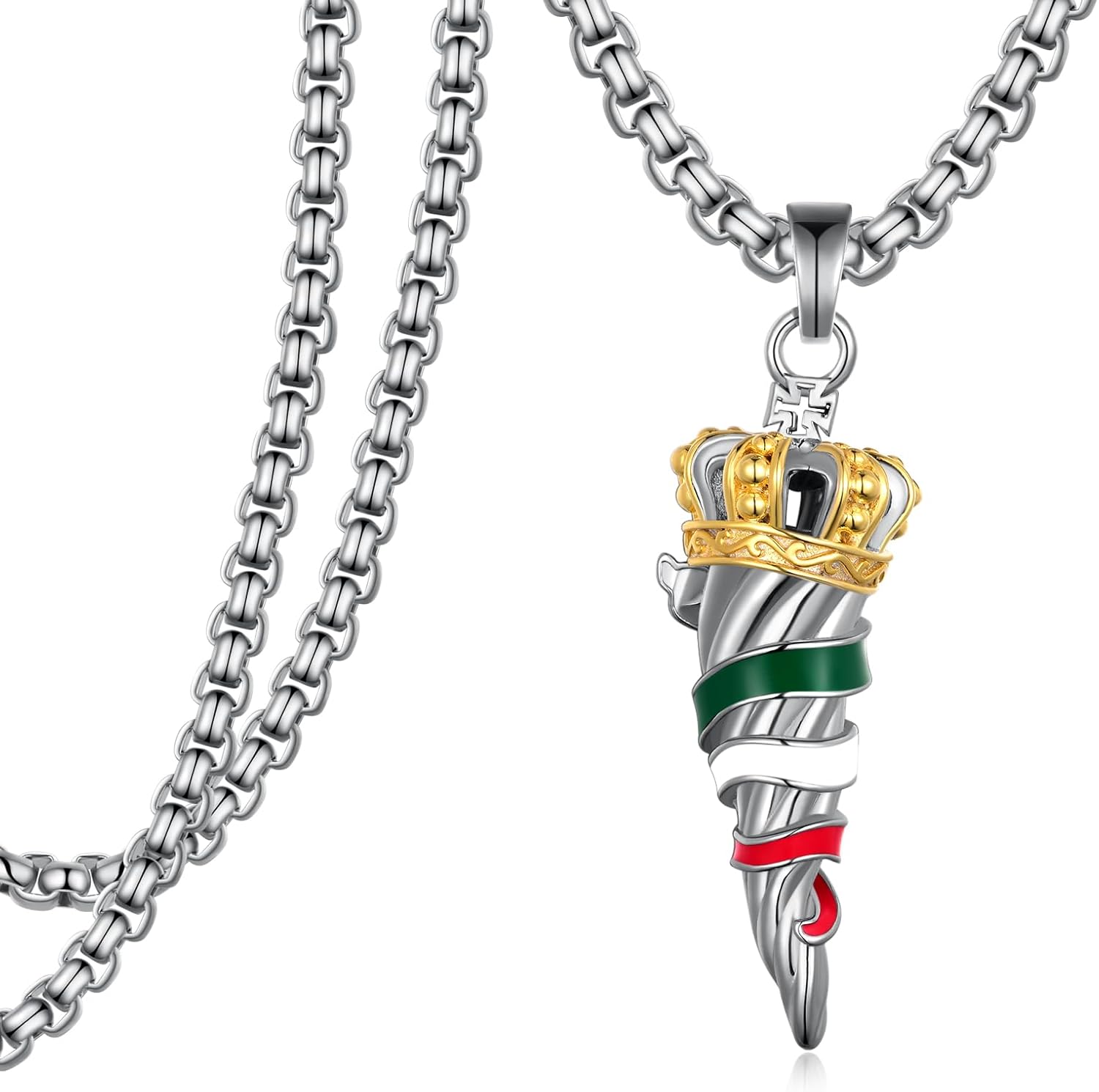 925 Sterling Silver Italian Horn Pendant Necklace, Lucky Italian Jewelry Gift for Men Women