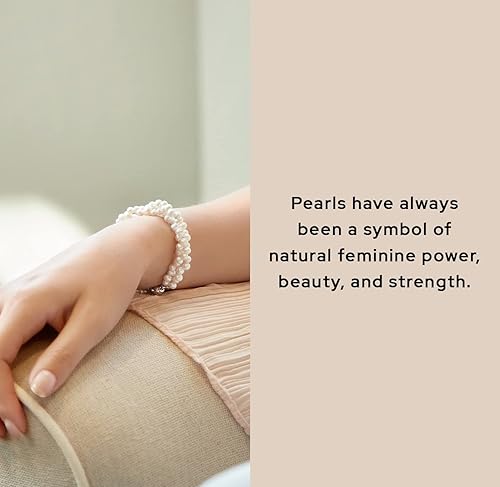 Miniatura 2 de The Pearl Source Rice Shaped Freshwater Pearl Bracelet for Women - Cultured Pearl Bracelet in 925 Sterling Silver with Genuine Cultured Pearls Pearl