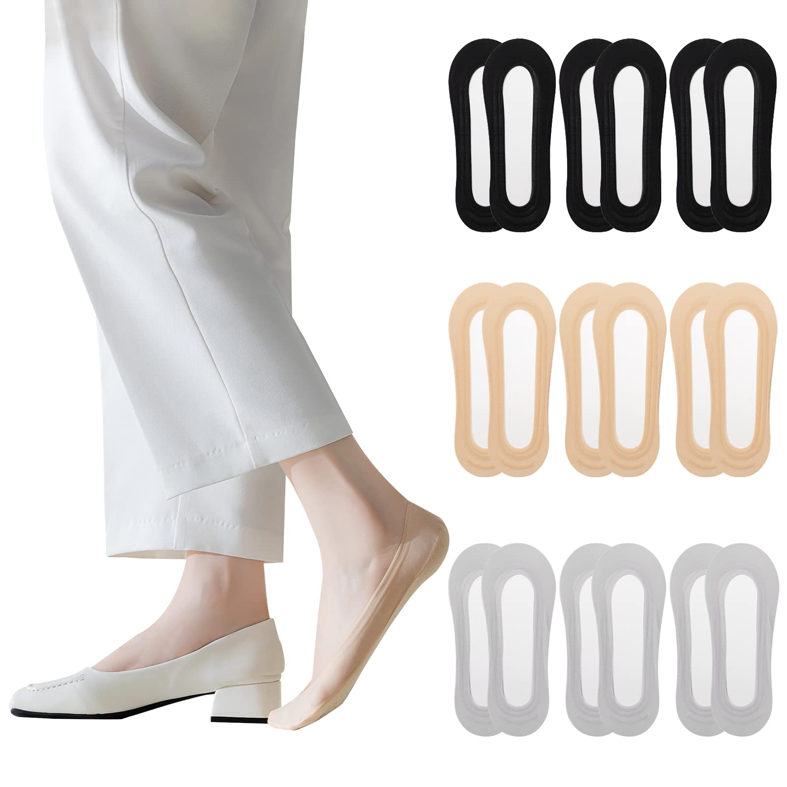 9 PairsThin No Show Liner Socks Women Ultra Low cut Invisible Non-Slip Footies for Flats High Heels Hidden Loafer